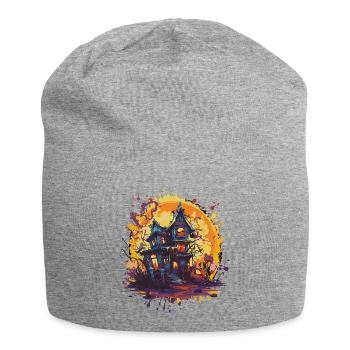 Spukhaus im Halloweenmond - Jersey-Beanie - Grau meliert - Vorne