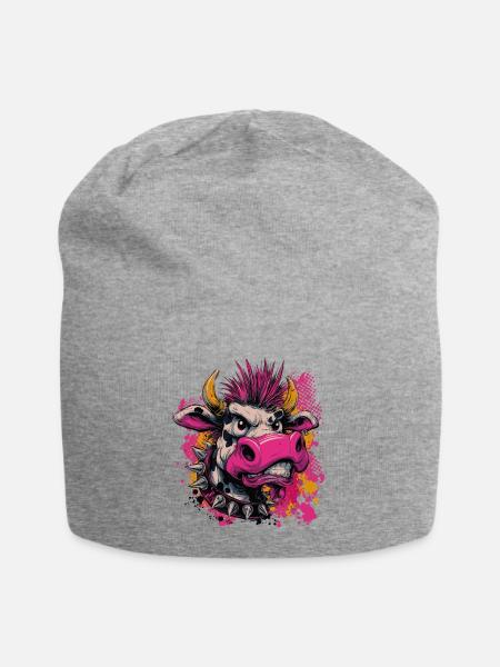 Punk Kuh – Wild und Rebellisch - Jersey-Beanie - Grau meliert