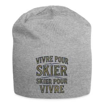 Live to Ski, Ski to Live - Jersey Beanie - heather grey - Front