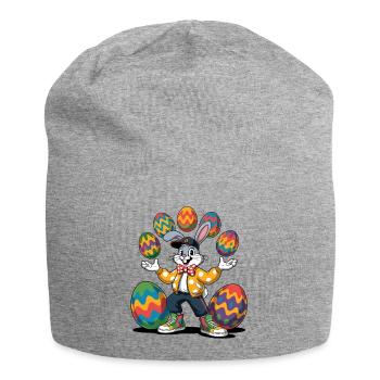 Lapin de Pâques coloré avec des œufs colorés - Bonnet en jersey - gris chiné - Devant