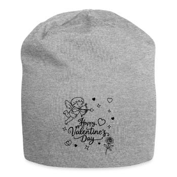 Valentines Day Calligraphy, Cherub, Rose doodle - Jersey Beanie - heather grey - Front