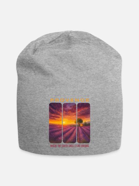 Lavendel-Provence - Jersey-Beanie - Grau meliert