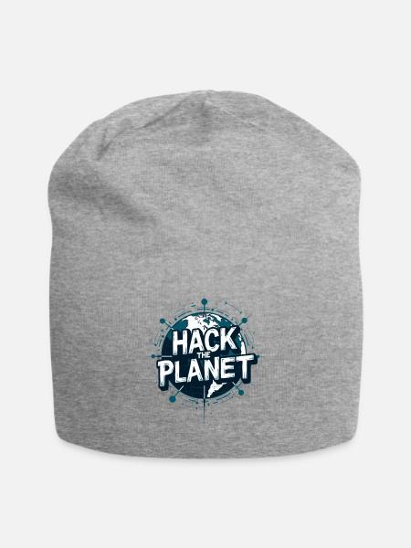 Globus Hack Motiv – Planetärer Techstil - Jersey-Beanie - Grau meliert