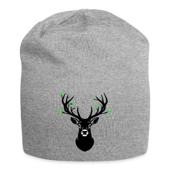Hirschkopf Geweih Blätter Natur - Jersey-Beanie - Grau meliert - Vorne