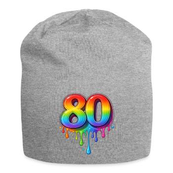 80 Rainbow Retro Number - Jersey Beanie - heather grey - Front