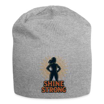 Shine Strong silhouette with sun rays - Jersey Beanie - heather grey - Front