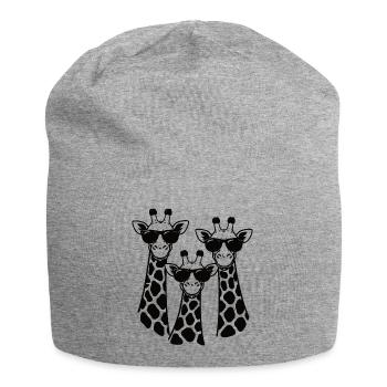 Giraffe Trio with Sunglasses - Jersey Beanie - heather grey - Front