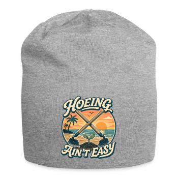 Hoeing is not easy – gardening for women - Jersey Beanie - heather grey - Front