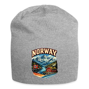 Norway Fjord Mountain Lodge Design - Jersey Beanie - heather grey - Front