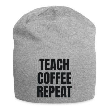 Teach Coffee Repeat - Gift pour enseignants - Bonnet en jersey - gris chiné - Devant