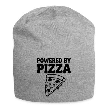 Powered by Pizza Lustiger Pizza Spruch - Jersey-Beanie - Grau meliert - Vorne