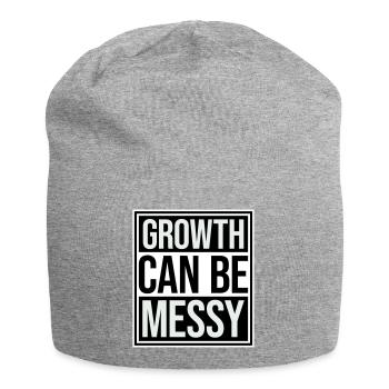 Growth Can Be Messy Personal Growth Quote Logo - Jersey Beanie - heather grey - Front