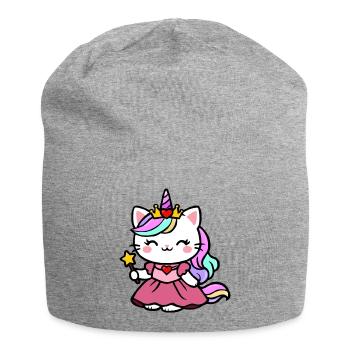 Cat Unicorn Princess - Jersey Beanie - heather grey - Front