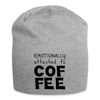Emotionally Attached To Coffee, Black - Jersey Beanie - heather grey - Front
