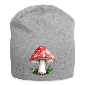 Roter Paddelpilz-Aquarell-Wald-Pilzzapfen - Jersey-Beanie - Grau meliert - Vorne