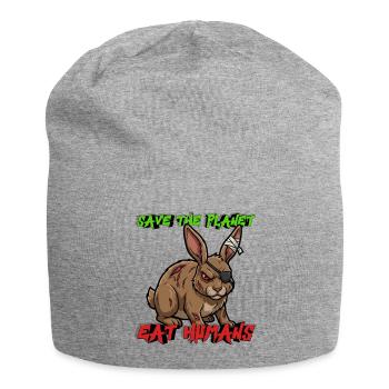 Save The Planet Eat Humans – Horror Motiv Hase - Jersey-Beanie - Grau meliert - Vorne