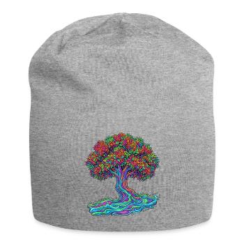 Baum des Lebens – Psychedelic Regenbogen Motiv - Jersey-Beanie - Grau meliert - Vorne