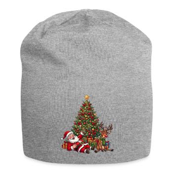 Betrunkener Weihnachtsmann – Lustiges Bier Motiv - Jersey-Beanie - Grau meliert - Vorne