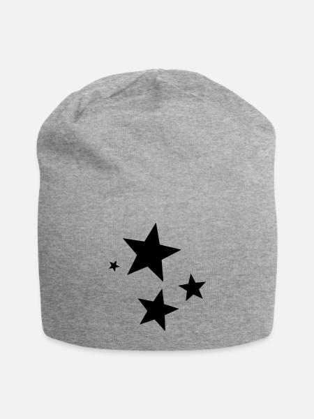 Sterne Punkte - Jersey-Beanie - Grau meliert