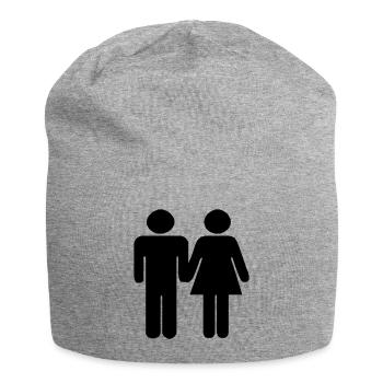 Paar - Jersey-Beanie - Grau meliert - Vorne