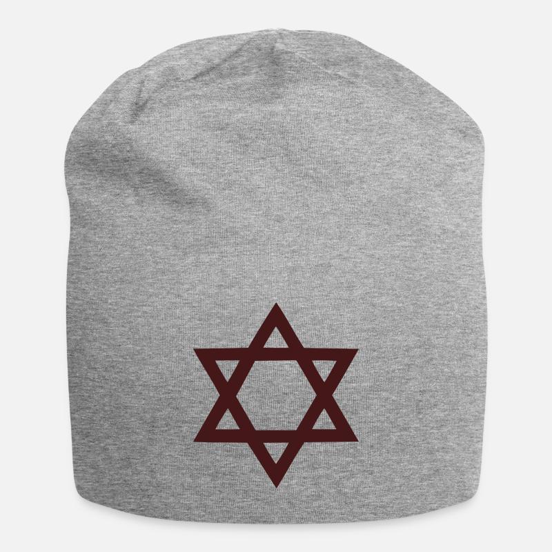 Davidstern - Jersey-Beanie - Grau meliert