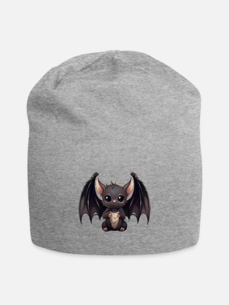 Süße Fledermaus Kawaii Engel Comic - Jersey-Beanie - Grau meliert