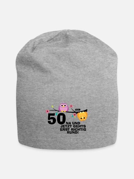 50 Na Und Jetzt Geht's Richtig Rund 50 Geburtstag - Jersey-Beanie - Grau meliert