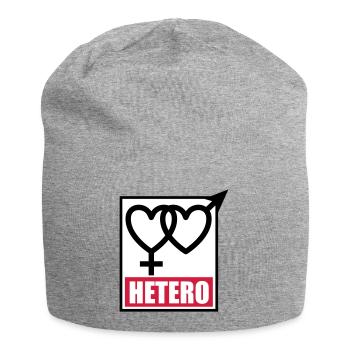 04 HETERO Herzen Liebe Love Heterosexuell - Jersey-Beanie - Grau meliert - Vorne