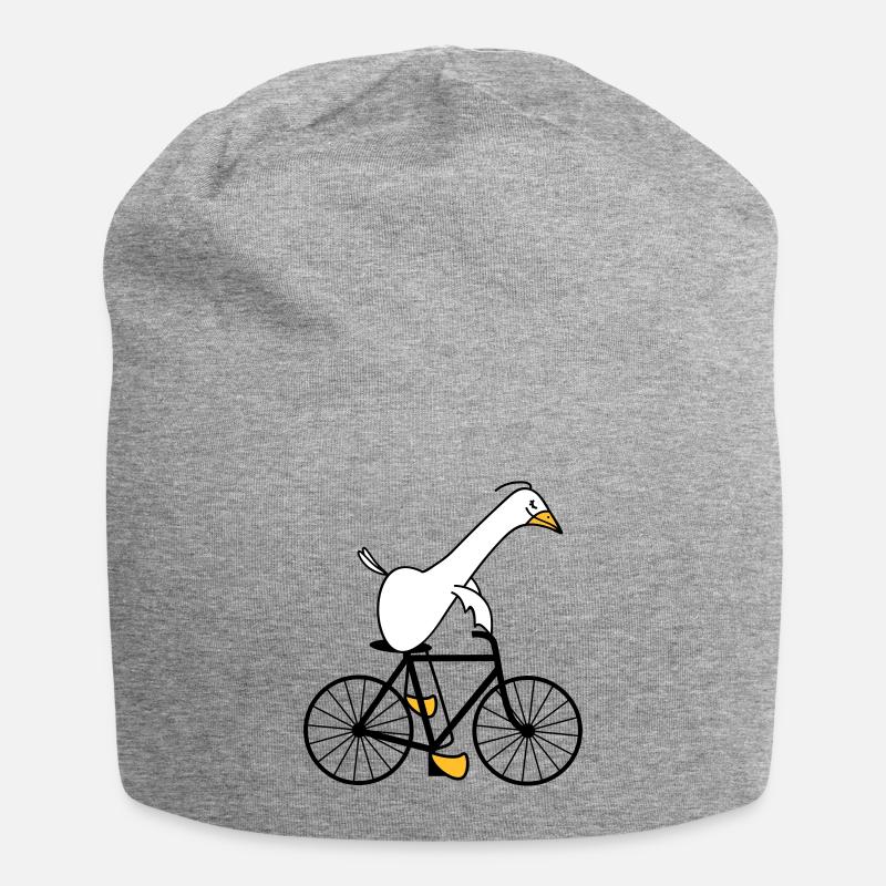 Goose is riding a bicycle - Jersey Beanie - heather grey