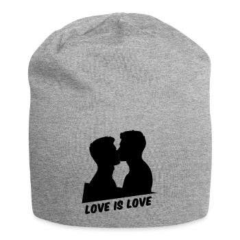Love is Love Gay Pride Kiss - Jersey Beanie - heather grey - Front