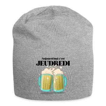 Cadeau humoristique "Aujourd'hui c'est JEUDREDI" - Bonnet en jersey - gris chiné - Devant
