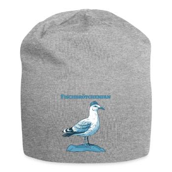 Fischbrötchen Fresser die lustige Möwe mit Fisch - Jersey-Beanie - Grau meliert - Vorne