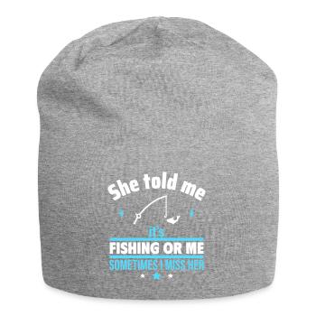 Elle a dit, la pêche ou moi, drôle de pêche - Bonnet en jersey - gris chiné - Devant
