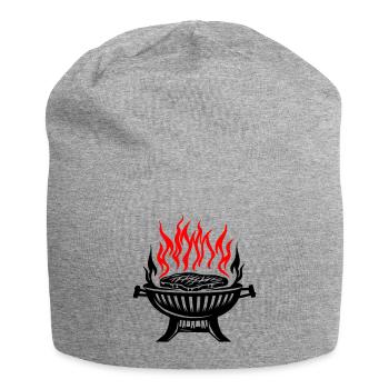 Grill, Symbol, Fire, Grilling, Meat - Jersey Beanie - heather grey - Front