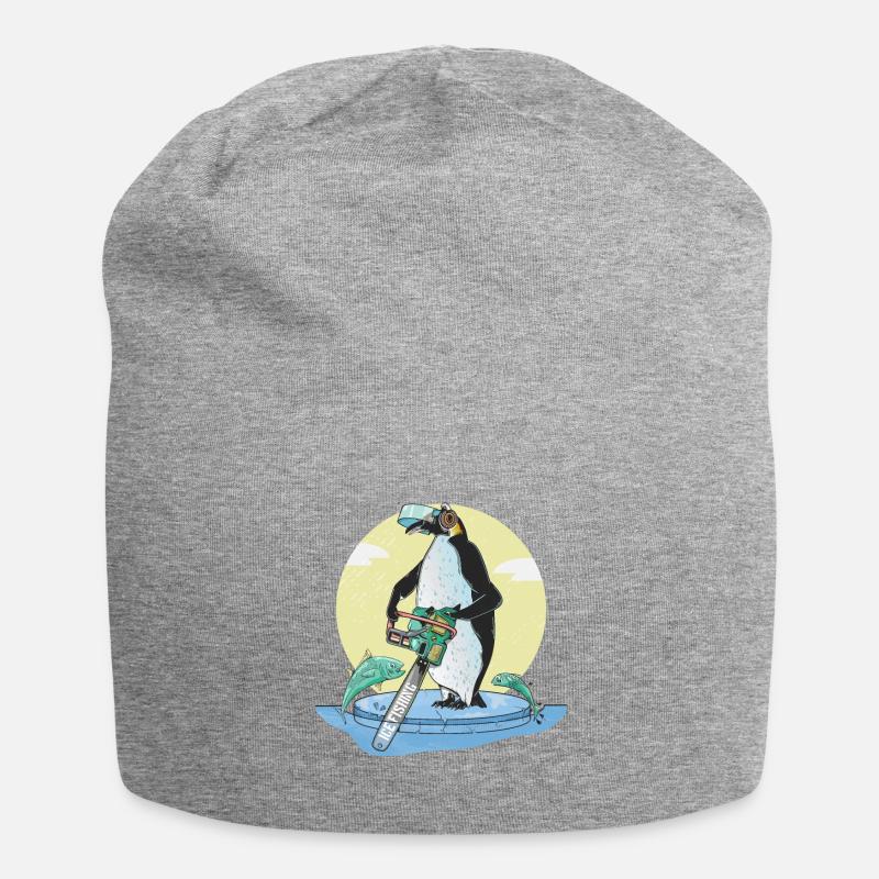 Pinguin-Eisfischen - Jersey-Beanie - Grau meliert