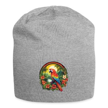 Perroquet tropical - Bonnet en jersey - gris chiné - Devant
