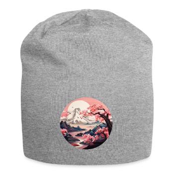 Crépuscule cerise - Bonnet en jersey - gris chiné - Devant