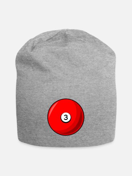 Billardkugel 3 rot Billard drei - Jersey-Beanie - Grau meliert