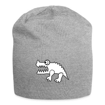 Krokodil (individuelle Farbänderung) - Jersey-Beanie - Grau meliert - Vorne