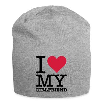 Ich liebe meine Freundin - Jersey-Beanie - Grau meliert - Vorne