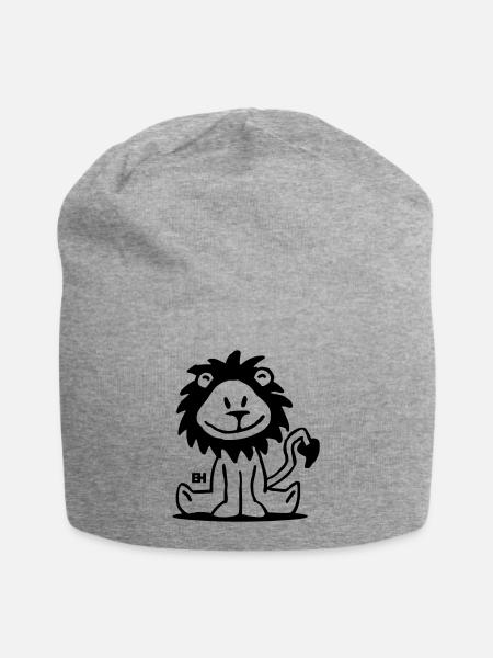 Löwe - Jersey-Beanie - Grau meliert