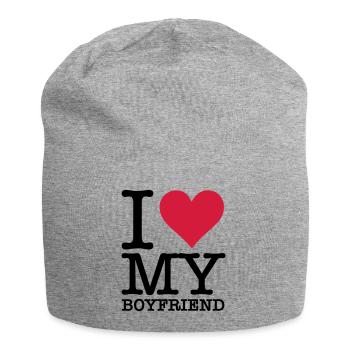 I love my boyfriend! - Jersey Beanie - heather grey - Front
