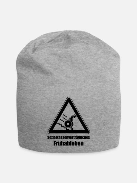 Sozialkassenverträgliches Frühableben - Jersey-Beanie - Grau meliert