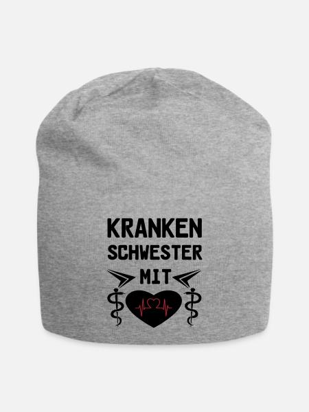 Krankenschwester mit Herz Medizin Geschenk - Jersey-Beanie - Grau meliert