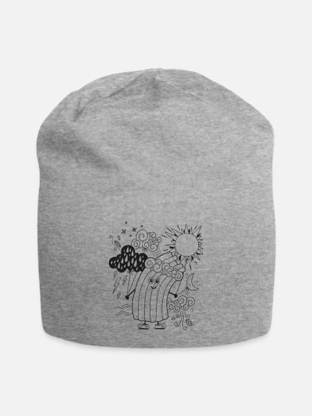 Rudi Regenbogen Wetter-Motiv zum Ausmalen - Jersey-Beanie - Grau meliert