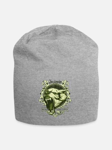 insignia wolf canis lupus - Jersey-Beanie - Grau meliert
