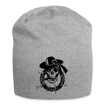 breizh pirate tete de mort crane skull - Bonnet en jersey - gris chiné - Devant