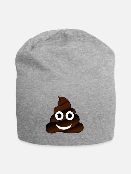 Scheisse Scheisshaufen Lachgesicht Geschenkidee - Jersey-Beanie - Grau meliert
