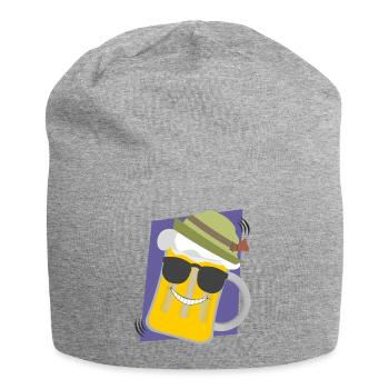 Vatertag Geschenk Bier mit Sonnenbrille Idee - Jersey-Beanie - Grau meliert - Vorne