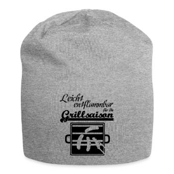 Grillsaison Grill grillen Sommer Party Geschenk - Jersey-Beanie - Grau meliert - Vorne